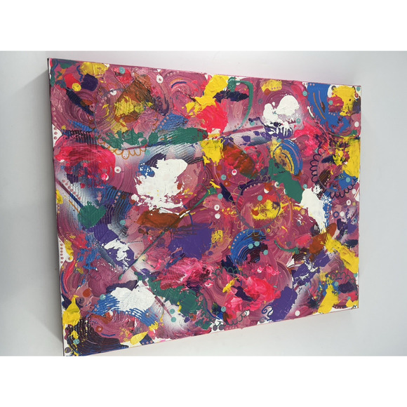 Handmade Other - Handmaid Painting Pink Acrylic Canvas Abstract Home Decor Art Multicolor 16 x 16